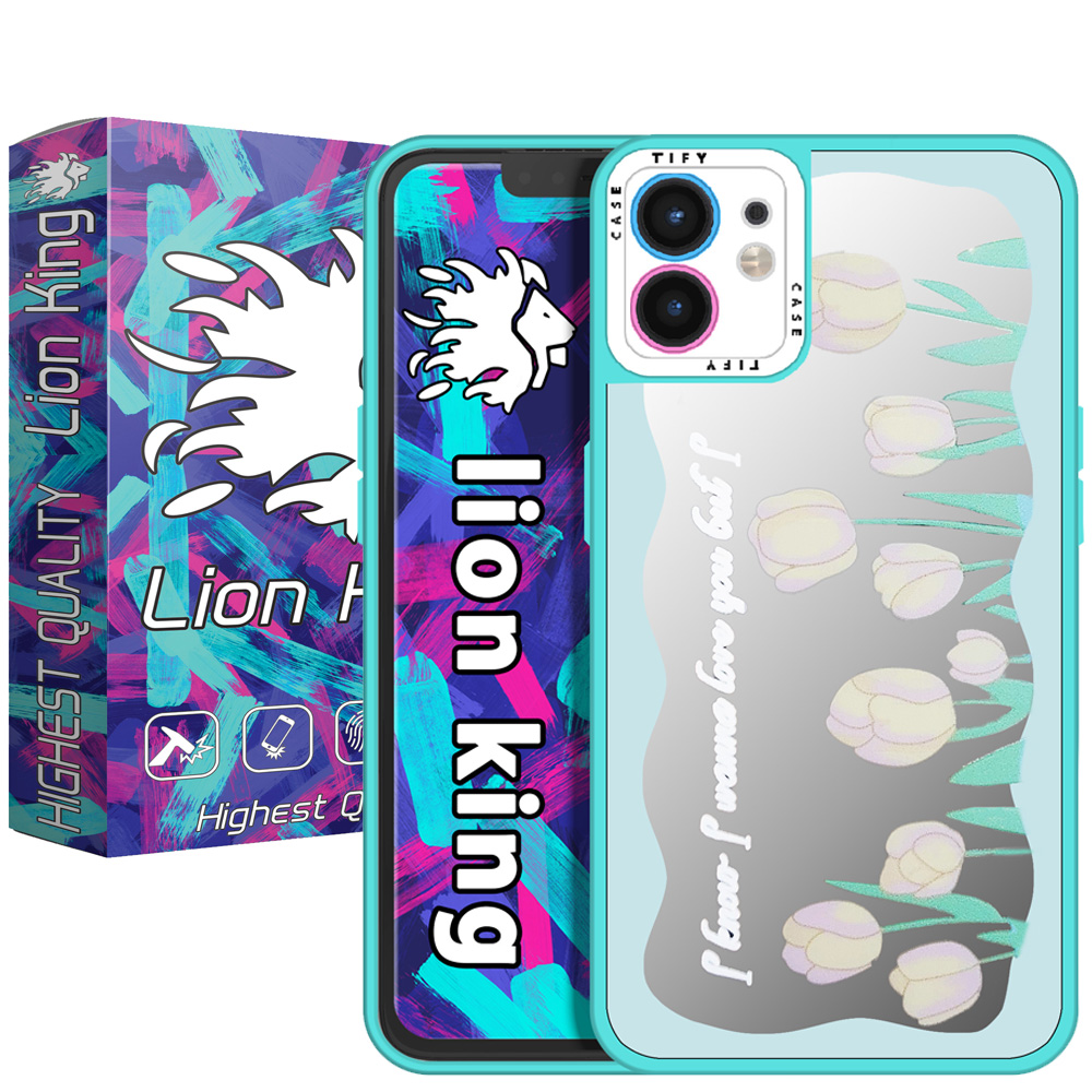   کاور لاین کینگ مدل آینه ایی لاله سبز مناسب برای گوشی موبایل اپل IPhone 12 pro