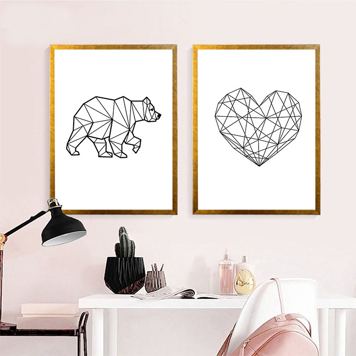 تابلو دکوراتیو مدل خرس لاین آرت کد TC19 مجموعه 2 عددی | دنیای قاب