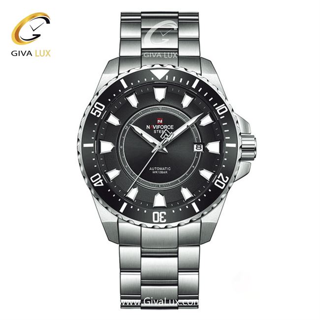 ساعت مچی اورجینال مردانه اتومات ناوی فورس|Naviforce|نوی فورس|نیوی فورس مشکی | نقره ای| مشکی| کد رفرنس NFS1004