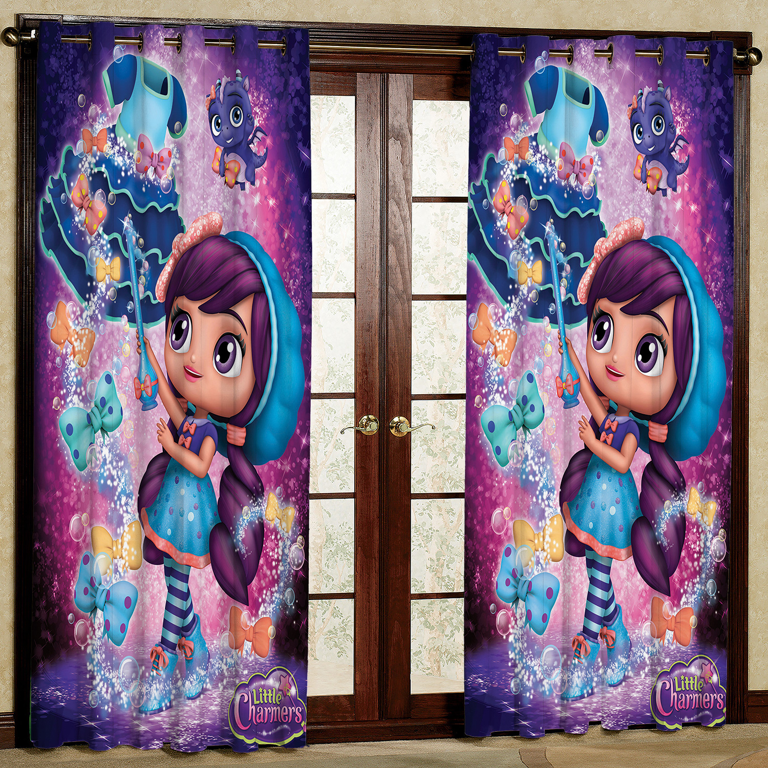 پرده مدل کارتونی مخمل پانچی کد 322R سایز 140x280 سانتی متر