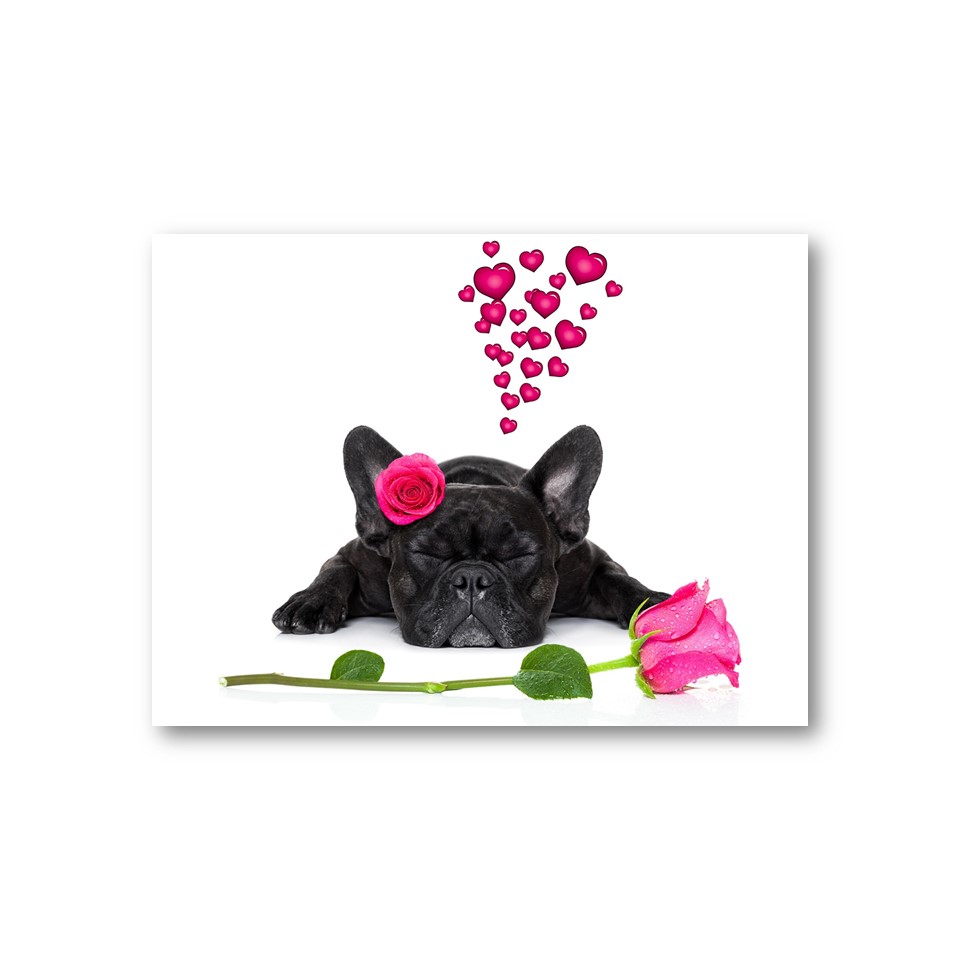 تابلو شاسی مدل سگ و گل رز