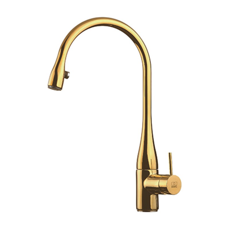 شیر ظرفشویی شاوری KWC مدل ایو طلایی براق (دارای LED و شلنگ دار) (60 ماه گارانتی)