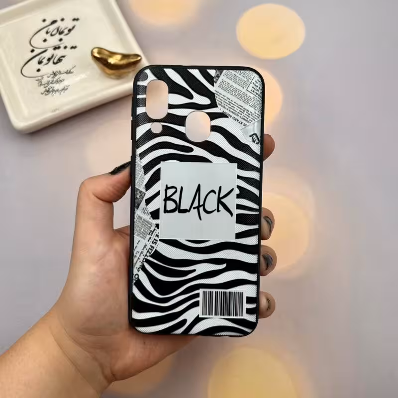 قاب گوشی A40 سامسونگ دور ژله ای طرح برجسته فانتزی مدل زبرا BLACK کد 98241