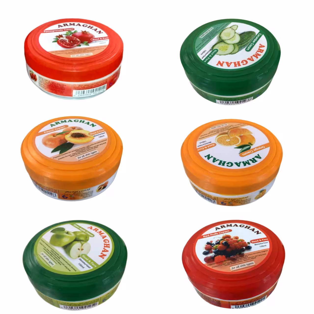 کرم مرطوب کننده ارمغان مدل میوه ای حجم 100 میلی لیتر مجموعه ۶ عددی