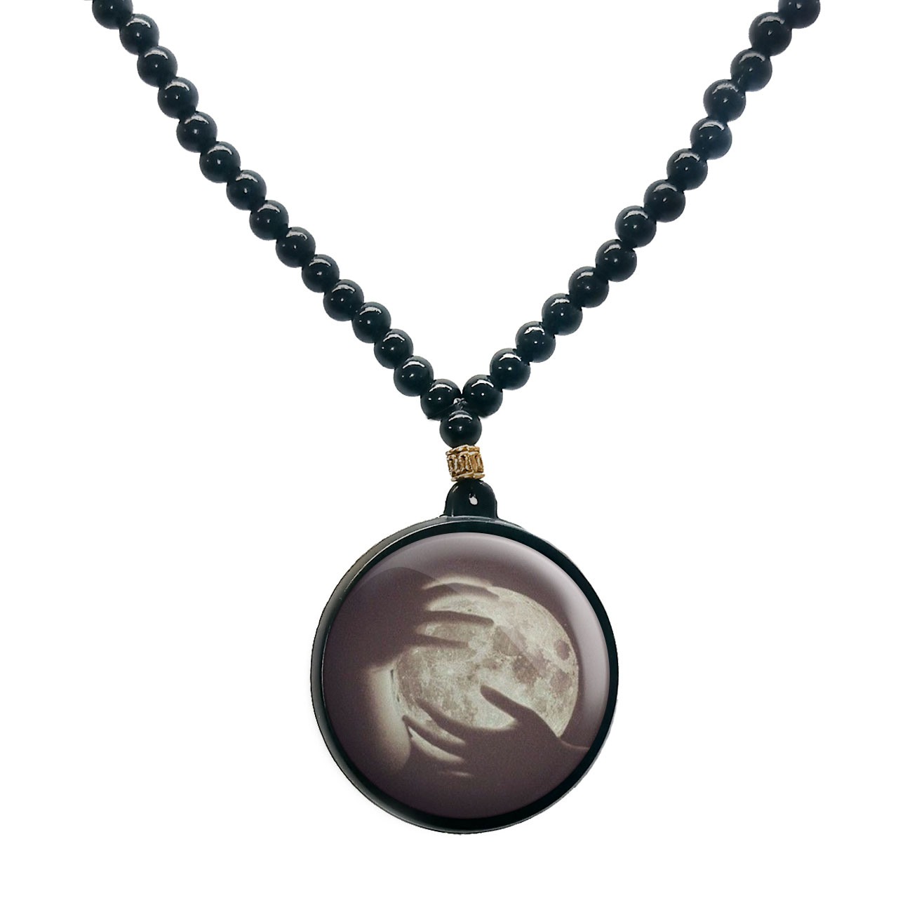 گردنبند پرمانه طرح ماه کد pmd.24681 مدل دو طرفه