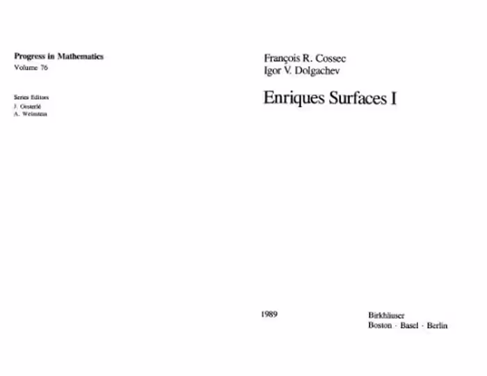 خرید و دانلود نسخه کامل کتاب Enriques Surfaces I