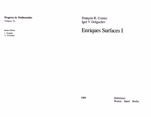خرید و دانلود نسخه کامل کتاب Enriques Surfaces I