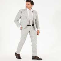 کت و شلوار مردانه طوسی کاشارل