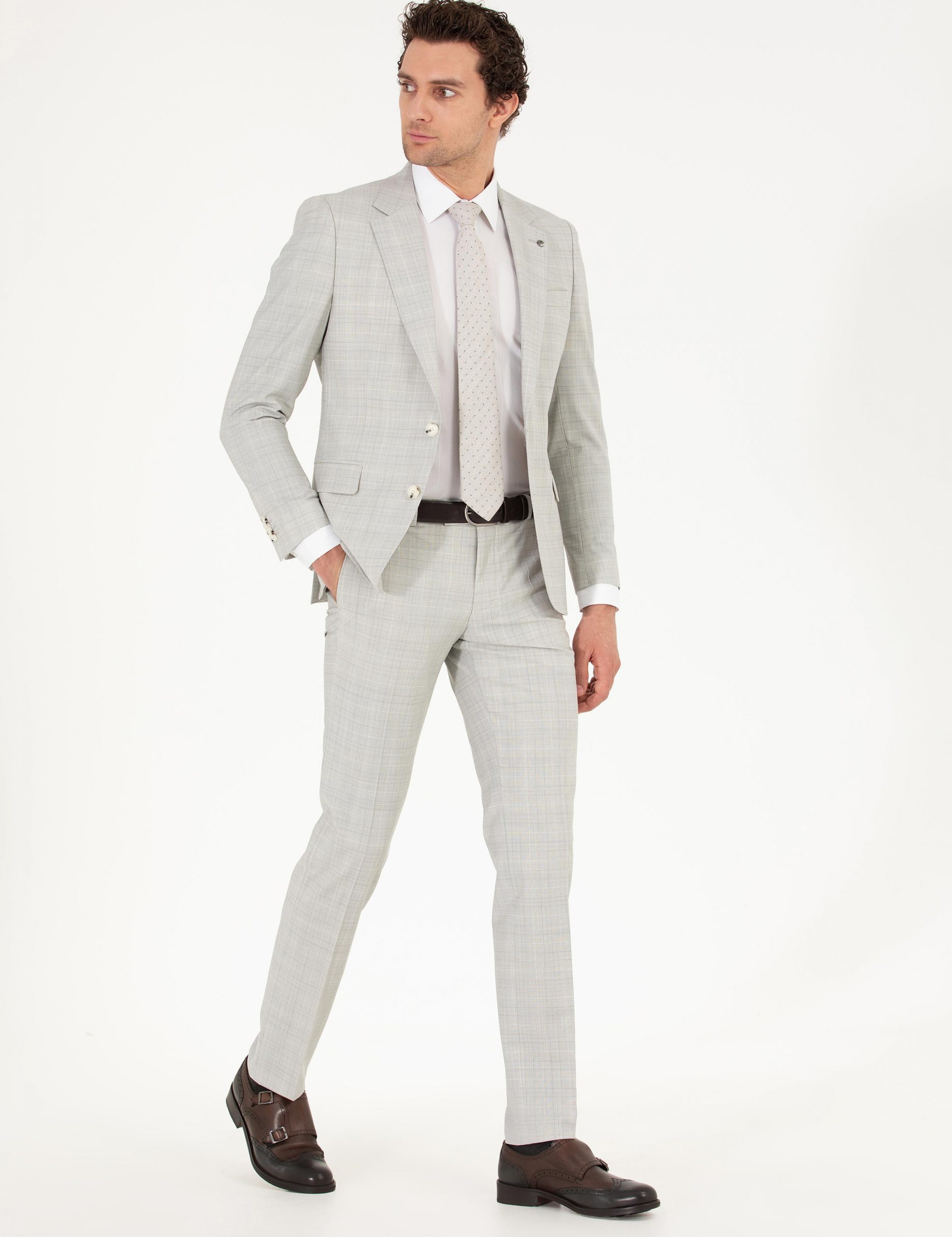 کت و شلوار مردانه طوسی کاشارل