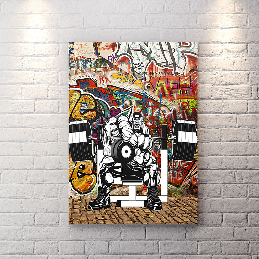 تابلو بدنسازی طرح وکتوری ورزشکار با زمینه گرافیتی BAs-4306