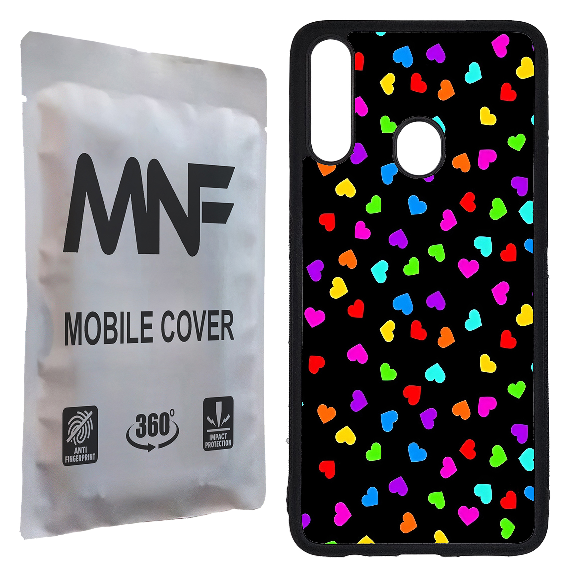 کاور ام ان اف طرح قلبی رنگارنگ کد P-007 مناسب برای گوشی موبایل سامسونگ Galaxy A20s