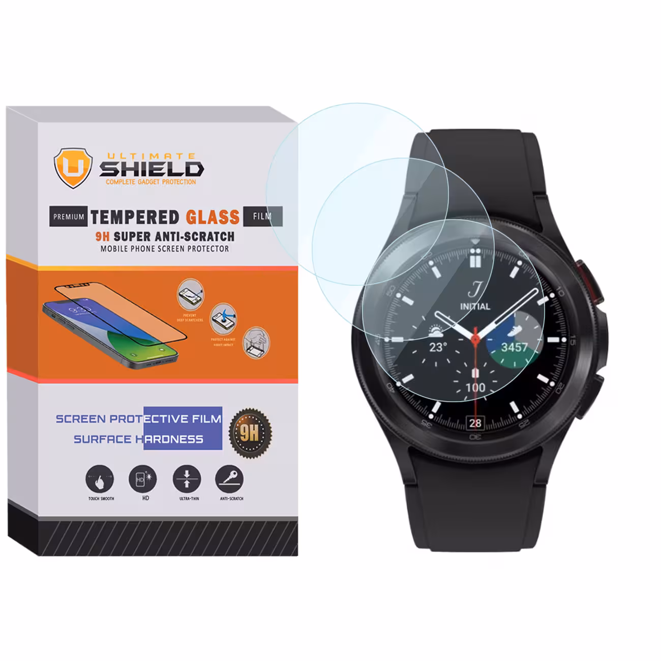 محافظ صفحه نمایش شیشه ای آلتیمیت شیلد مدل SH-UL مناسب برای ساعت هوشمند سامسونگ Galaxy Watch 4 Classic 42mm بسته سه عددی
