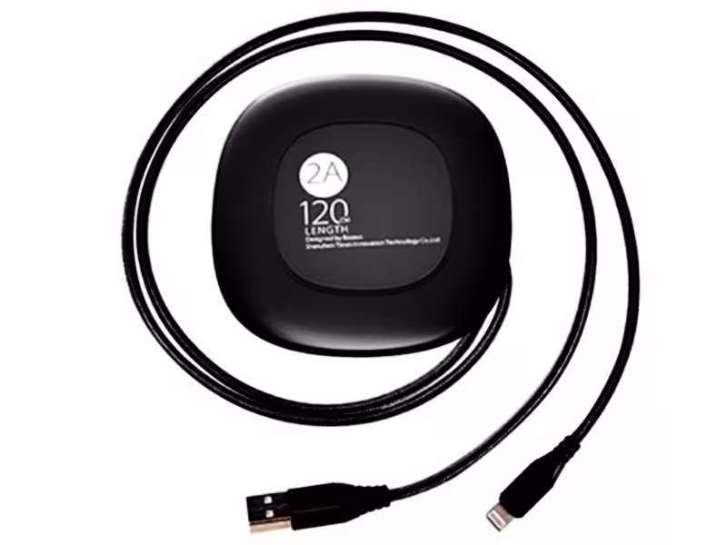 کابل قرقره ای تبدیل USB به  لایتنینگ بیسوس مدل Black Cable