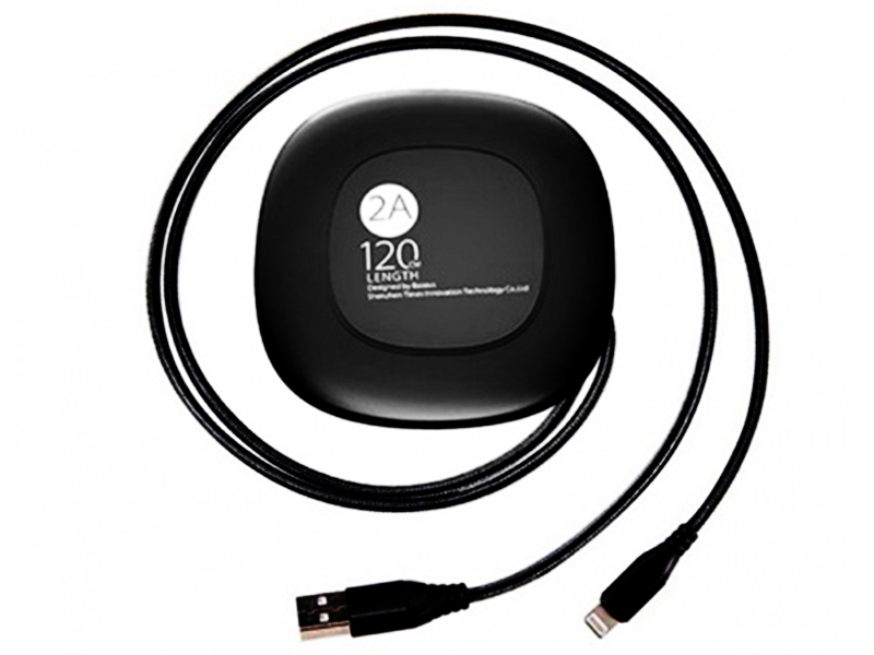 کابل قرقره ای تبدیل USB به لایتنینگ بیسوس مدل Black Cable