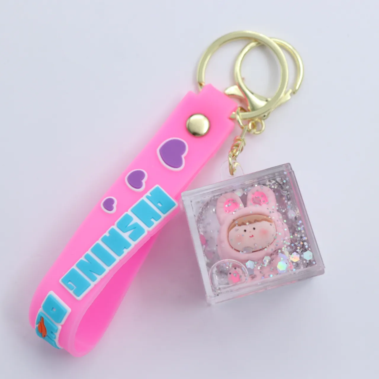 سرکلیدی و آویز کیف آکواریومی سیلیکونی صورتی 30981 کد 1