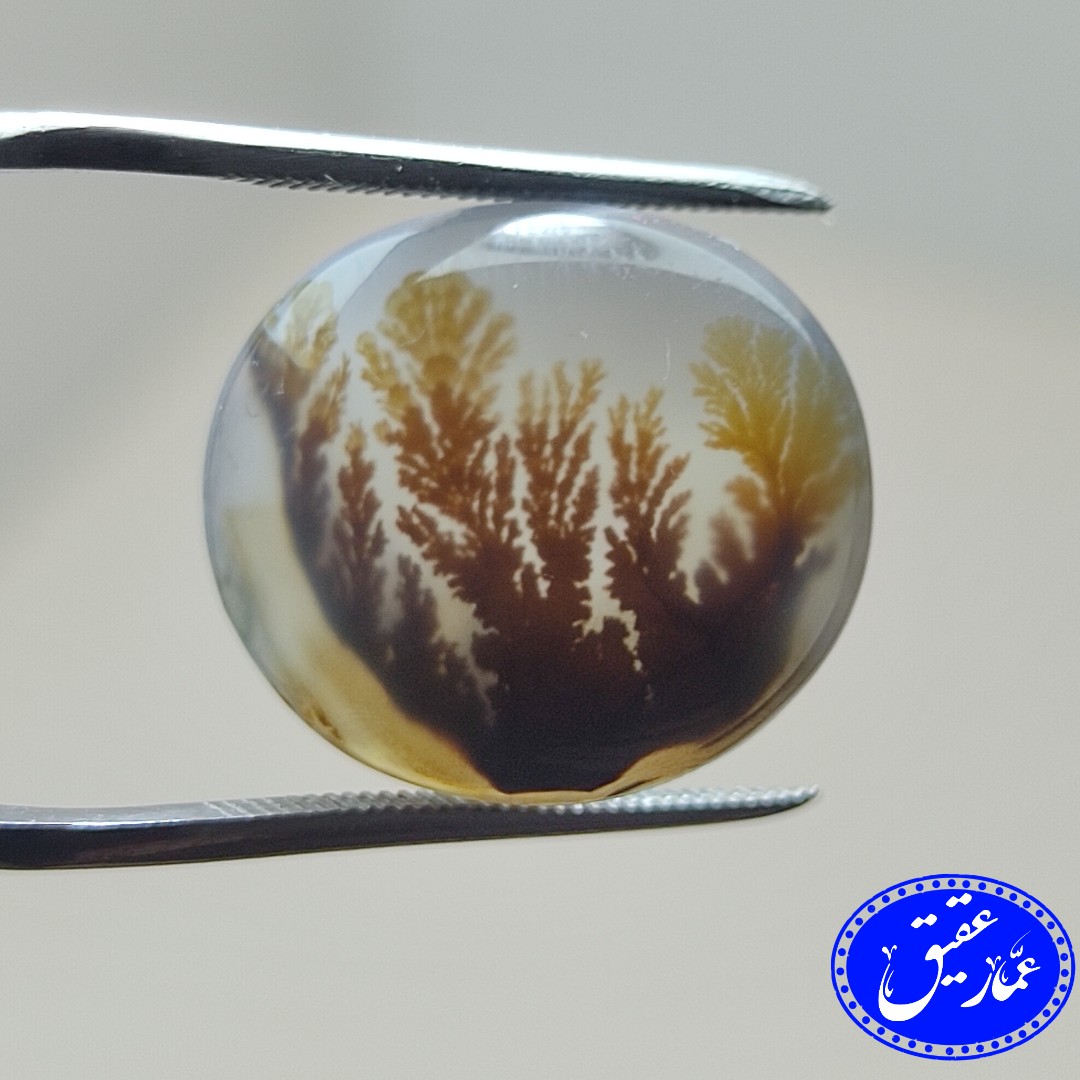 نگین عقیق منظره قائن با تراش گرد