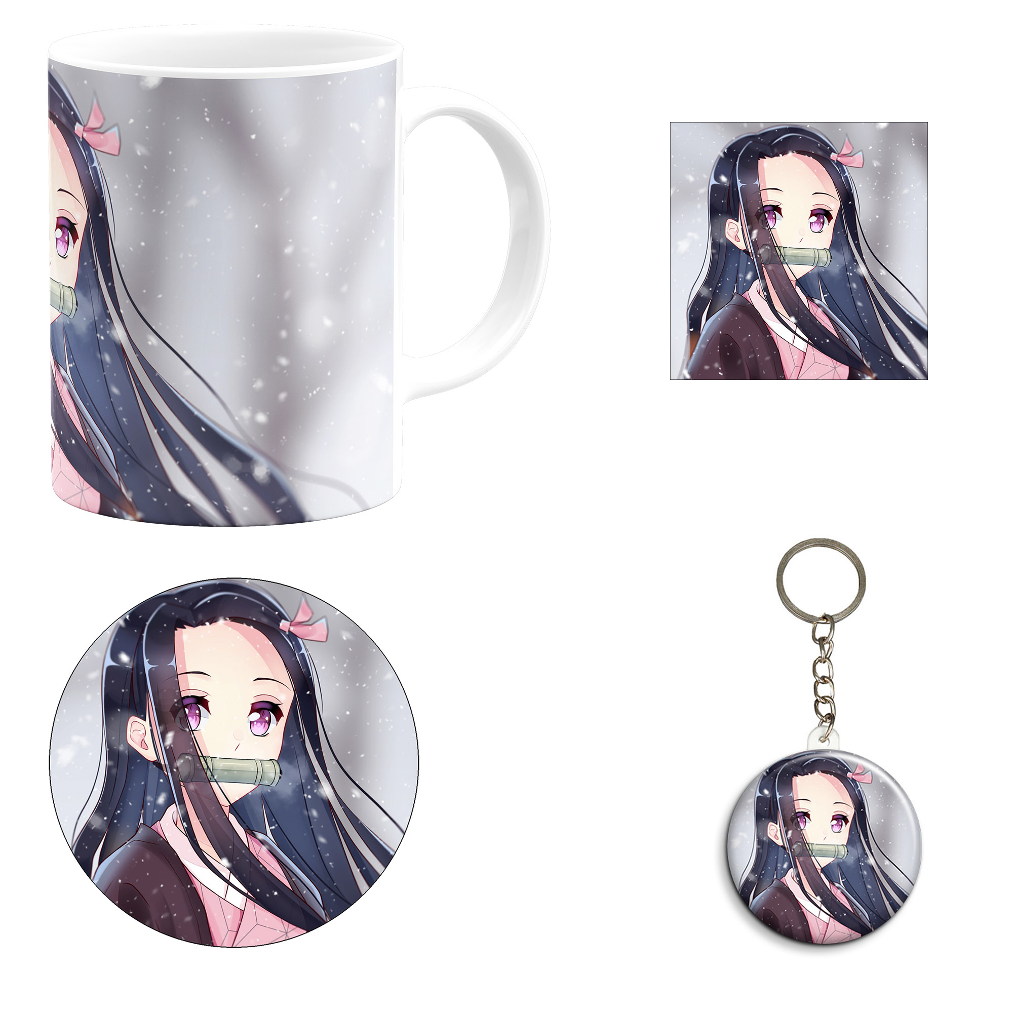 ست هدیه ماگ مدل انیمه شیطان کش طرح demon slayer  kimetsu no yaiba کد M20