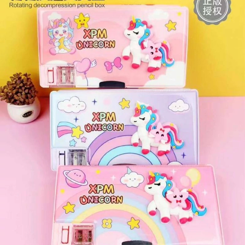 جامدادی مگنتی بزرگ اسپینردار طرح یونیکورن