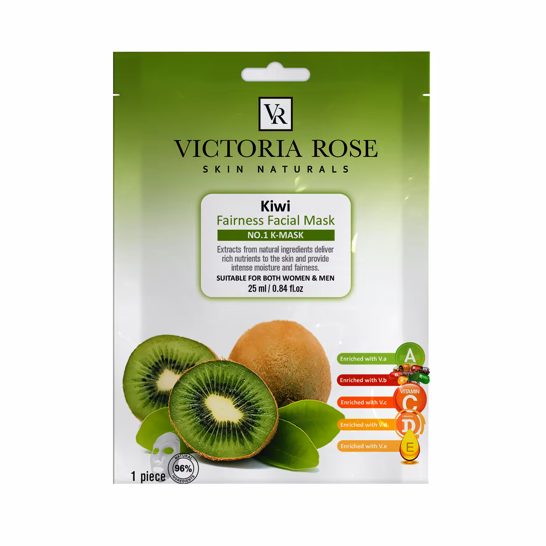 ماسک صورت ویکتوریا رز مدل Kiwi حجم 25 میلی لیتر بسته 5 عددی