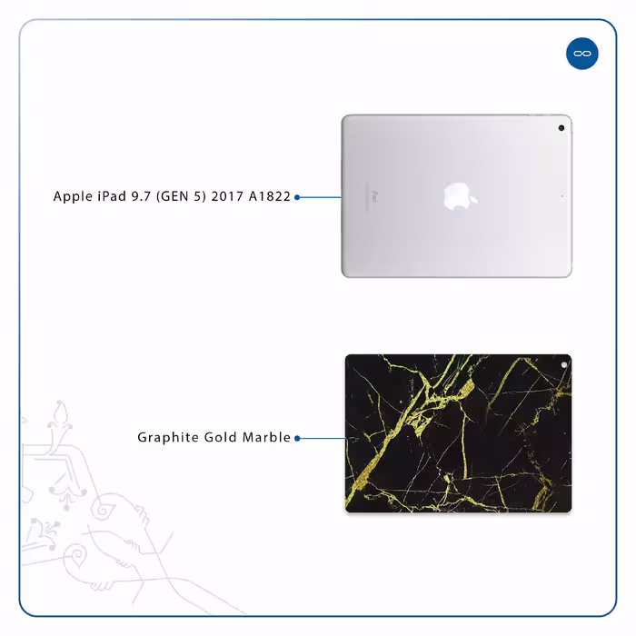 برچسب پوششی ماهوت مدل Graphite-Gold-Marble مناسب برای تبلت اپل iPad 9.7 (GEN 5) 2017 A1822
