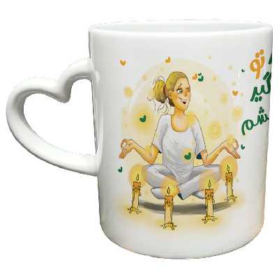 ماگ مدل دسته قلبی طرح عاشقانه کد 200