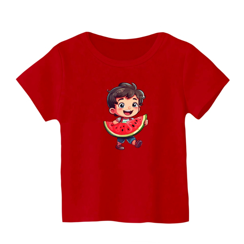 تی شرت آستین کوتاه بچگانه مدل پسرک یلدایی کد 5 رنگ قرمز