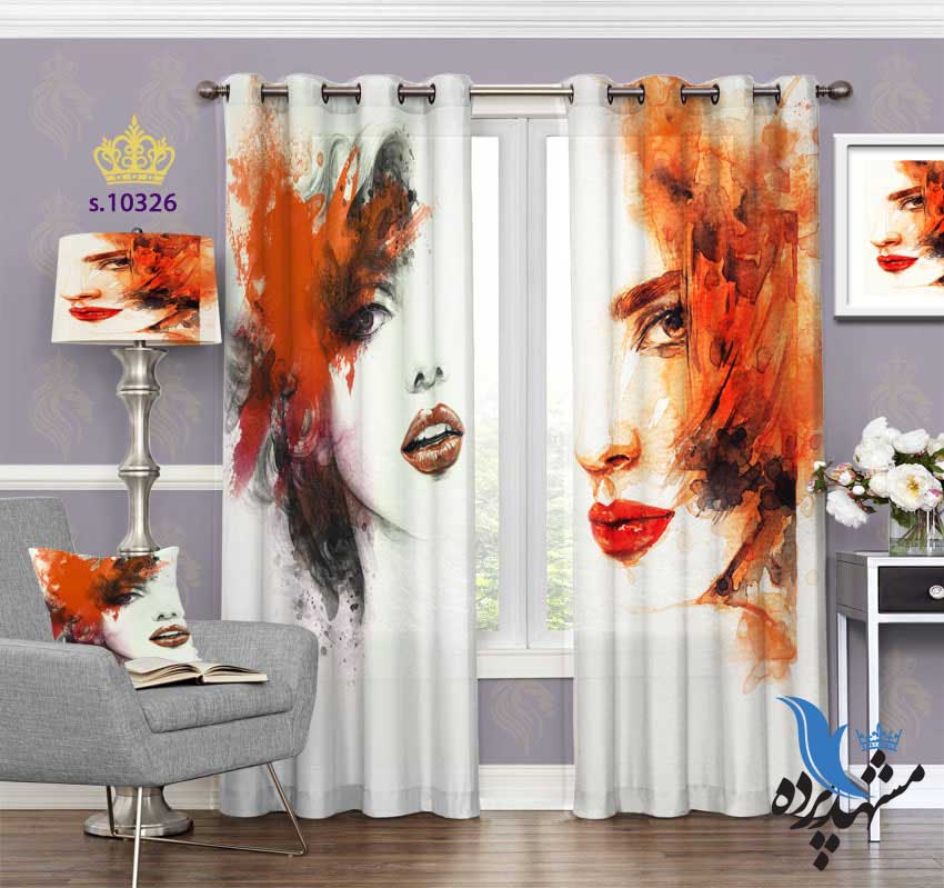 پرده پانچ چهره طرح نقاشی نیم رخ S10326