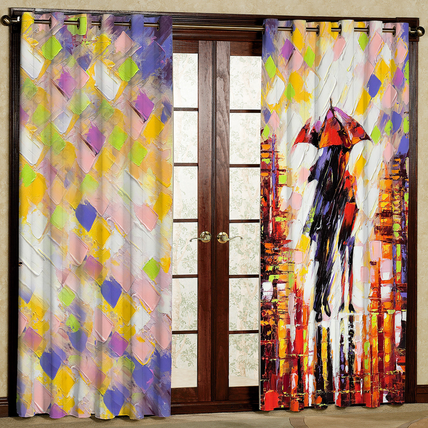   پرده مدل طرح دار رنگی مخمل پانچی کد 1006 سایز 140x280 سانتی متر