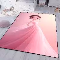 فرش سه بعدی دخترانه طرح پنسس با لباس صورتی ساده HQ-3276