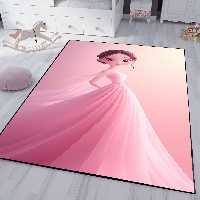 فرش سه بعدی دخترانه طرح پنسس با لباس صورتی ساده HQ-3276