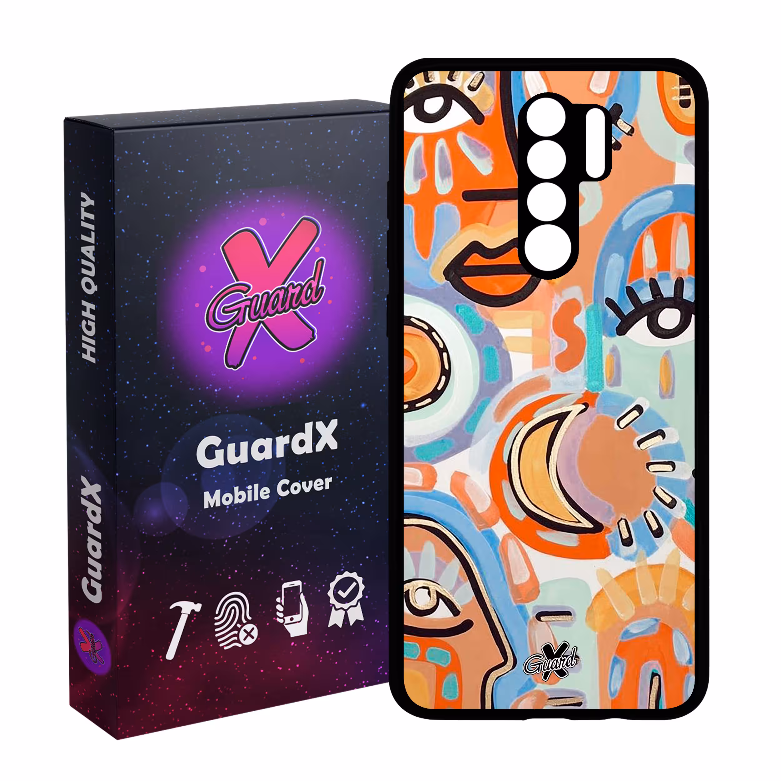 کاور گارد ایکس طرح چهره مدل Glass10431 مناسب برای گوشی موبایل شیائومی Redmi 9/Redmi 9 Prime/Poco M2