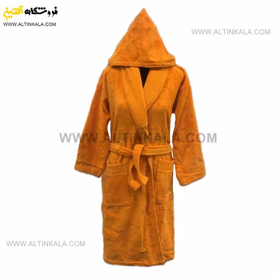 حوله پالتویی برق لامع طرح نیلوفر نارنجی سایز 125