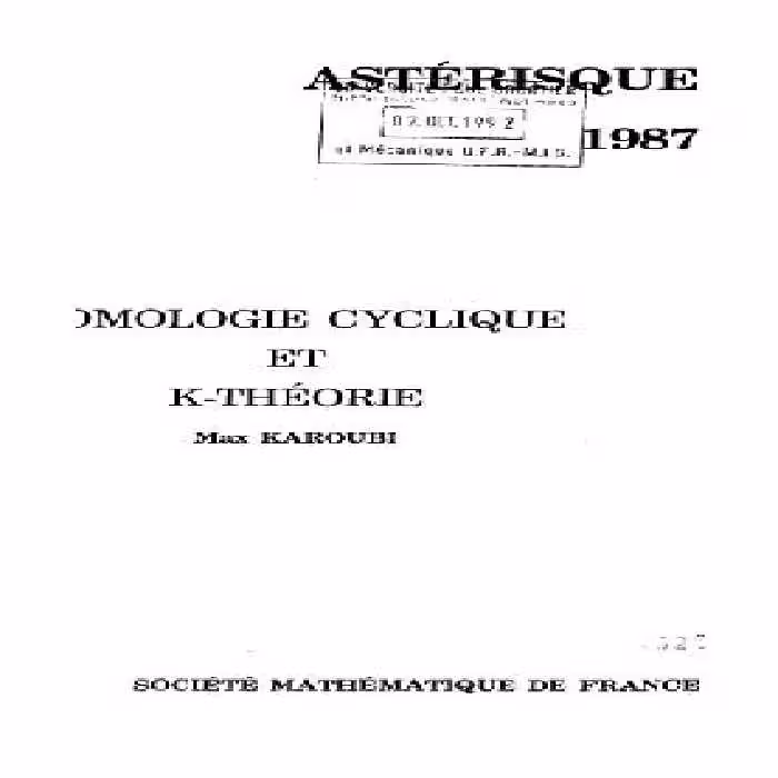 خرید و دانلود نسخه کامل کتاب Homologie cyclique et K-theorie
