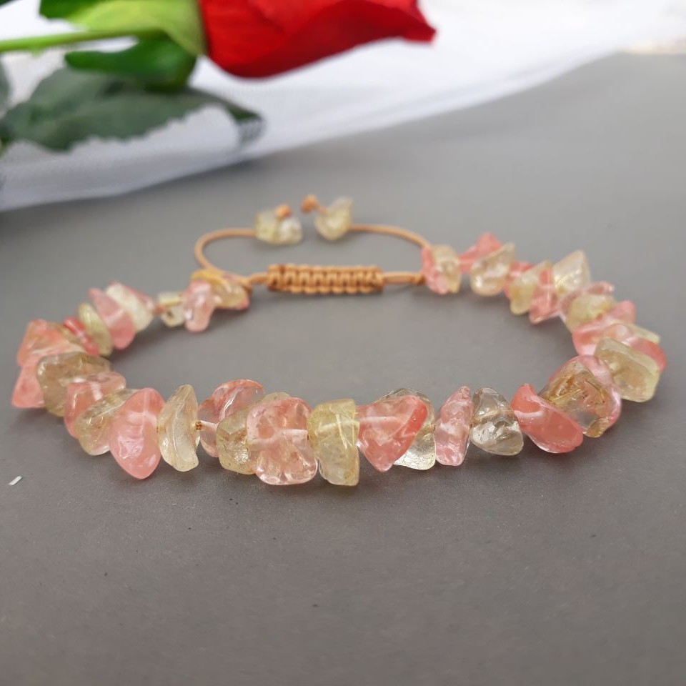 دستبند ترکیبی چری کوارتز و سیترین کد 64 