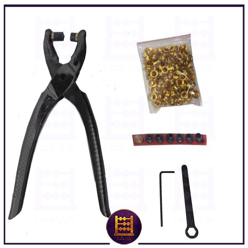 انبر پرچ و پانچ فلزی دو کاره دارای 6 سری سوراخ کن و سری پرچ همراه با بسته پرچ