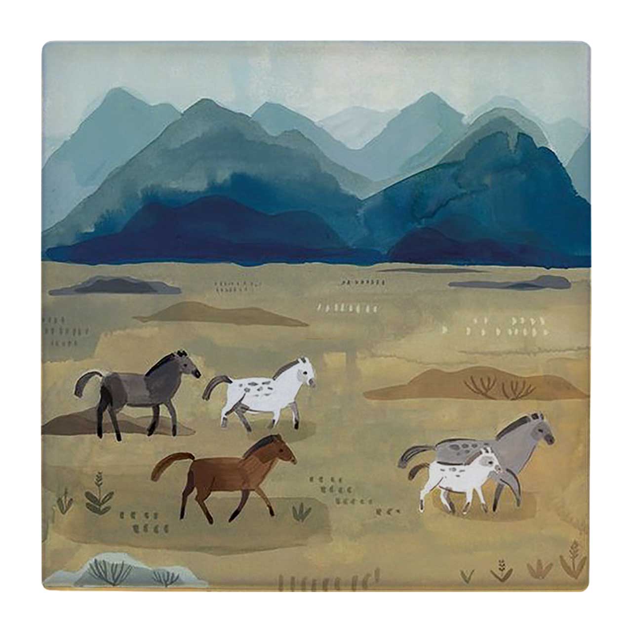 کاشی کارنیلا طرح نقاشی اسب های وحشی کد wk3194