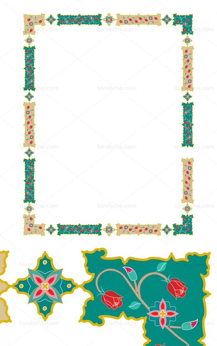 وکتور طرح کادر و حاشیه گل و بته دار - گرافیک با طعم تربچه