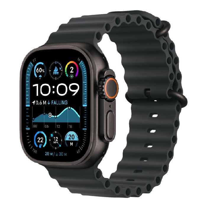 اپل واچ اولترا 2 سایز 49 میلی متری 2024 بند اوشن بدنه تیتانیوم مشکی