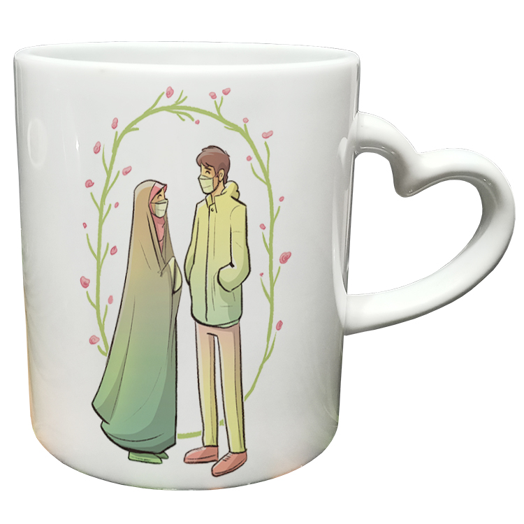 ماگ مدل دسته قلبی طرح عاشقانه کد 242