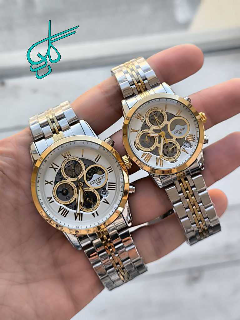 خرید ست ساعت زنانه مردانه سیتیزن سه موتوره فعال تقویم دار هک مارک روی قفل رنگ ثابت کد 2116394 - ردگل