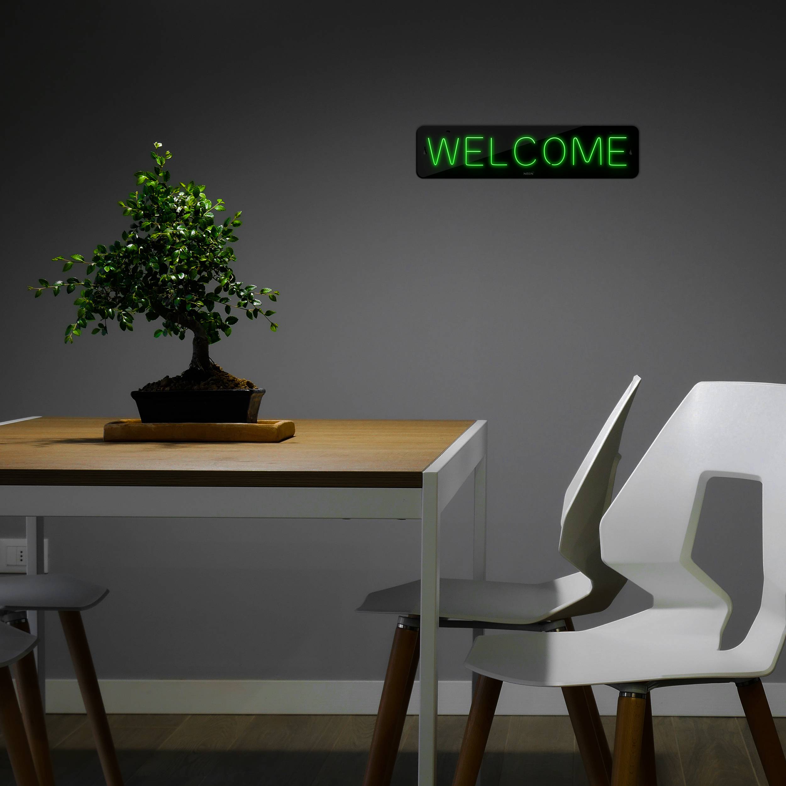 چراغ دیواری نئون دیزاین طرح Welcome-BL_GR