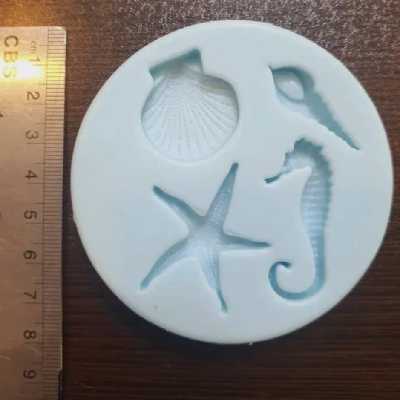 قالب شکلات مدل مولد فوندانت طرح صدف و اسب دریایی مجموعه 2 عددی