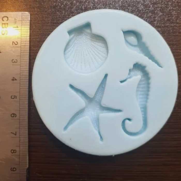 قالب شکلات مدل مولد فوندانت طرح صدف و اسب دریایی مجموعه 2 عددی