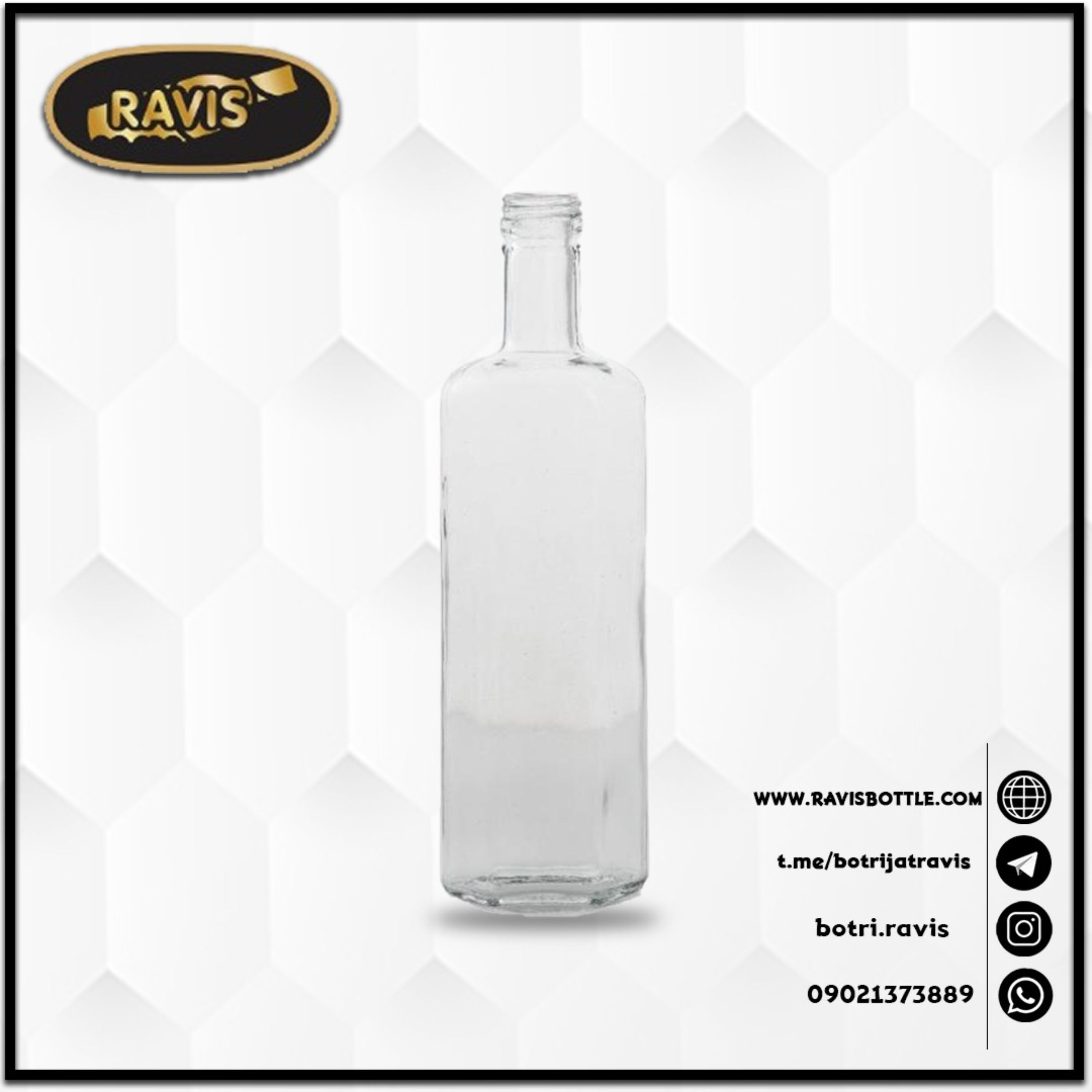 بطری 6 ضلعی ساده یک لیتری درب پیچی