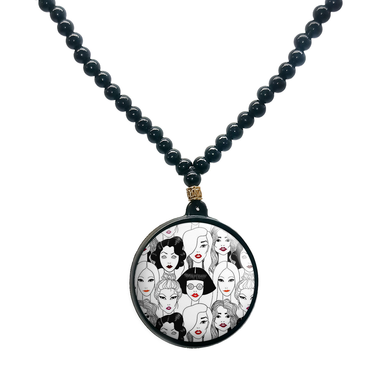 گردنبند پرمانه طرح دخترونه کد pmd.4328 مدل دو طرفه