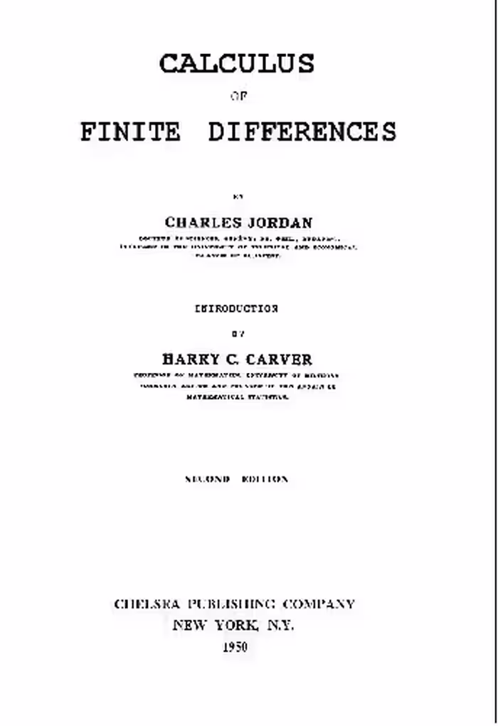 خرید و دانلود نسخه کامل کتاب Math. Calculus of Finite Differences