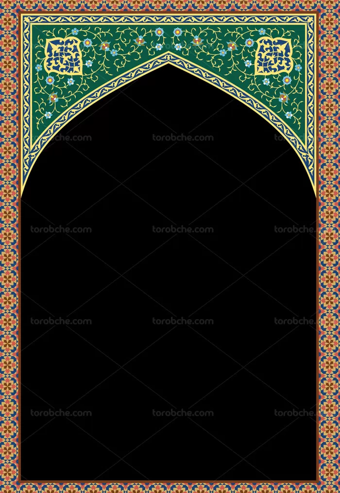 وکتور طرح کاشی کاری اسلامی محراب مسجد شماره 09 - گرافیک با طعم تربچه