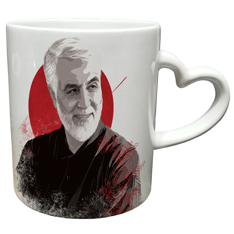ماگ مدل دسته قلبی طرح سردار سلیمانی کد 100