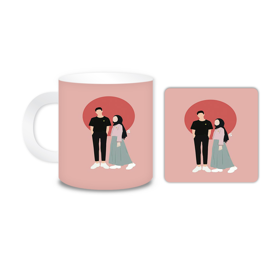 ماگ مدل زن و مرد کد 2016 به همراه زیر لیوانی