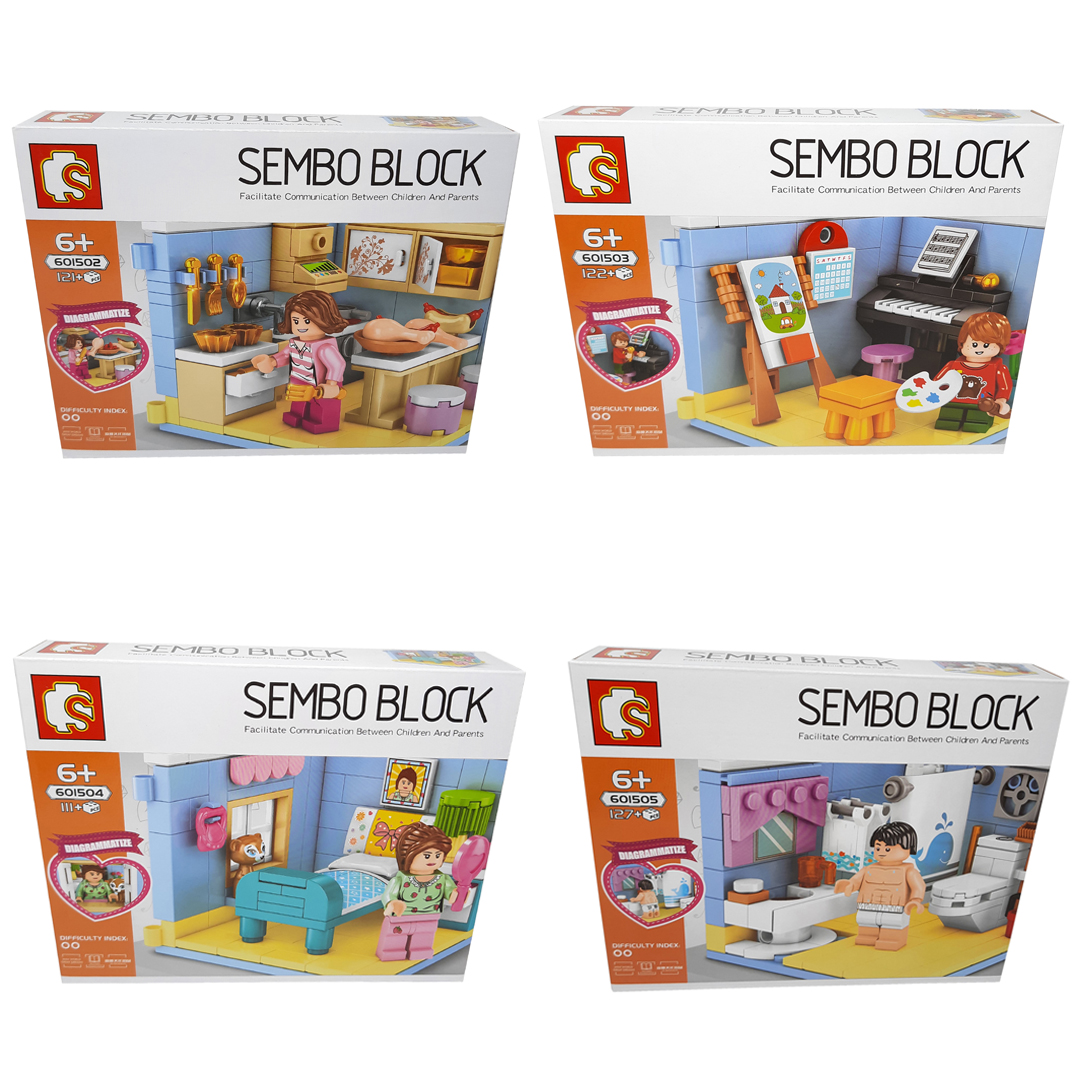 ساختنی سمبو بلاک مدل اتاقهای خانه کد 60150 مجموعه 4 عددی